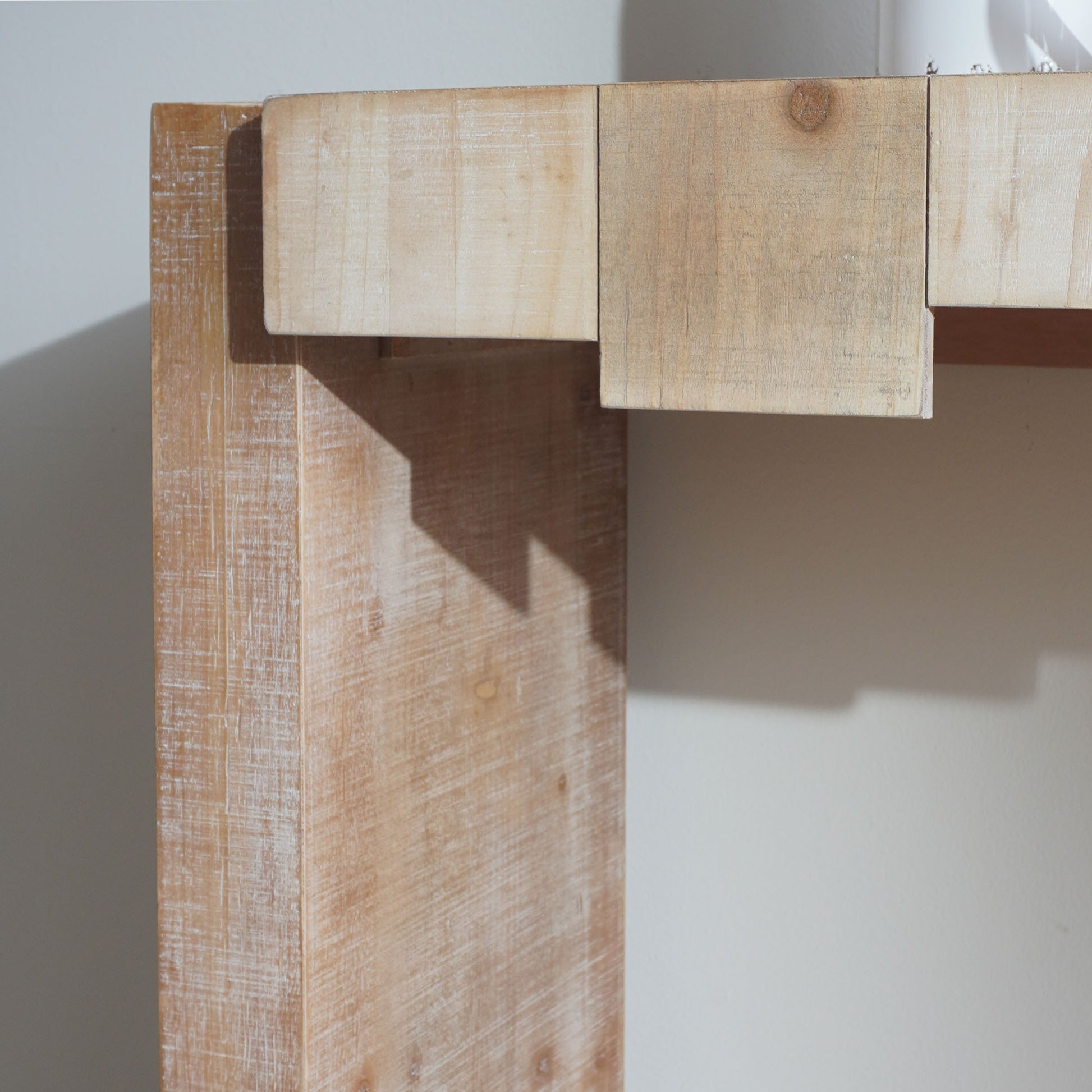 Rustic Modern Manufactured Wood Console Table with Step-Block Design