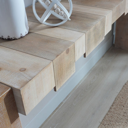 Rustic Modern Manufactured Wood Console Table with Step-Block Design