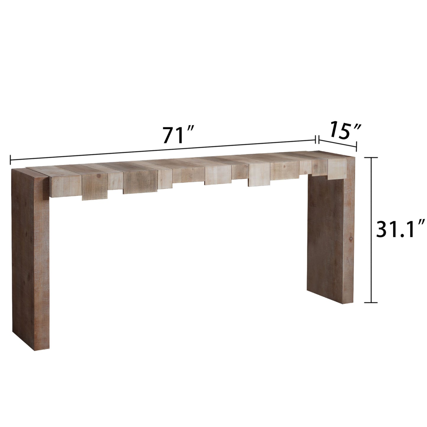 Rustic Modern Manufactured Wood Console Table with Step-Block Design