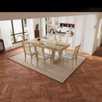 7PCs Extendable Dining Table Set, Farmhouse Extendable Table with 18' Move Leaf, 78' Rustic Wooden Kitchen Table and 6PCs Upholstered Chairs, Expanding Dining Room Table Set Dining Table Set