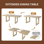 7PCs Extendable Dining Table Set, Farmhouse Extendable Table with 18' Move Leaf, 78' Rustic Wooden Kitchen Table and 6PCs Upholstered Chairs, Expanding Dining Room Table Set Dining Table Set