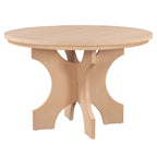 TREXM 5-piece Rustic Charm Round Dining Set with 3 Upholstered Chairs and Curved Bench for Dining Room, Kitchen and Living Room (Natural)