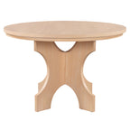 TREXM 5-piece Rustic Charm Round Dining Set with 3 Upholstered Chairs and Curved Bench for Dining Room, Kitchen and Living Room (Natural)