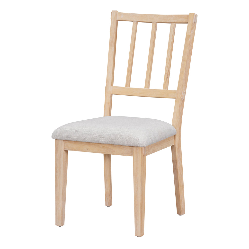 TREXM 5-piece Rustic Charm Round Dining Set with 3 Upholstered Chairs and Curved Bench for Dining Room, Kitchen and Living Room (Natural)