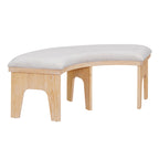 TREXM 5-piece Rustic Charm Round Dining Set with 3 Upholstered Chairs and Curved Bench for Dining Room, Kitchen and Living Room (Natural)