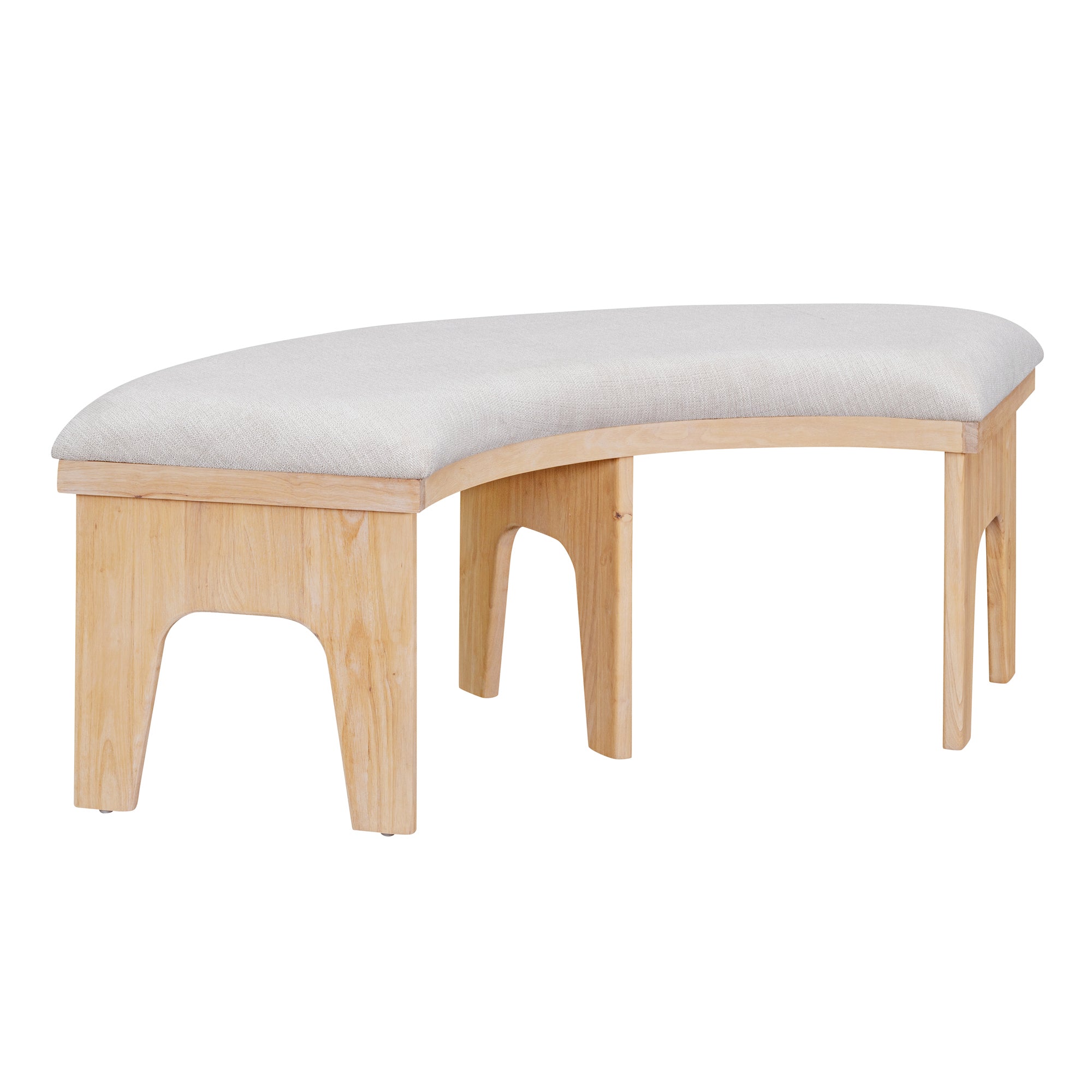 TREXM 5-piece Rustic Charm Round Dining Set with 3 Upholstered Chairs and Curved Bench for Dining Room, Kitchen and Living Room (Natural)