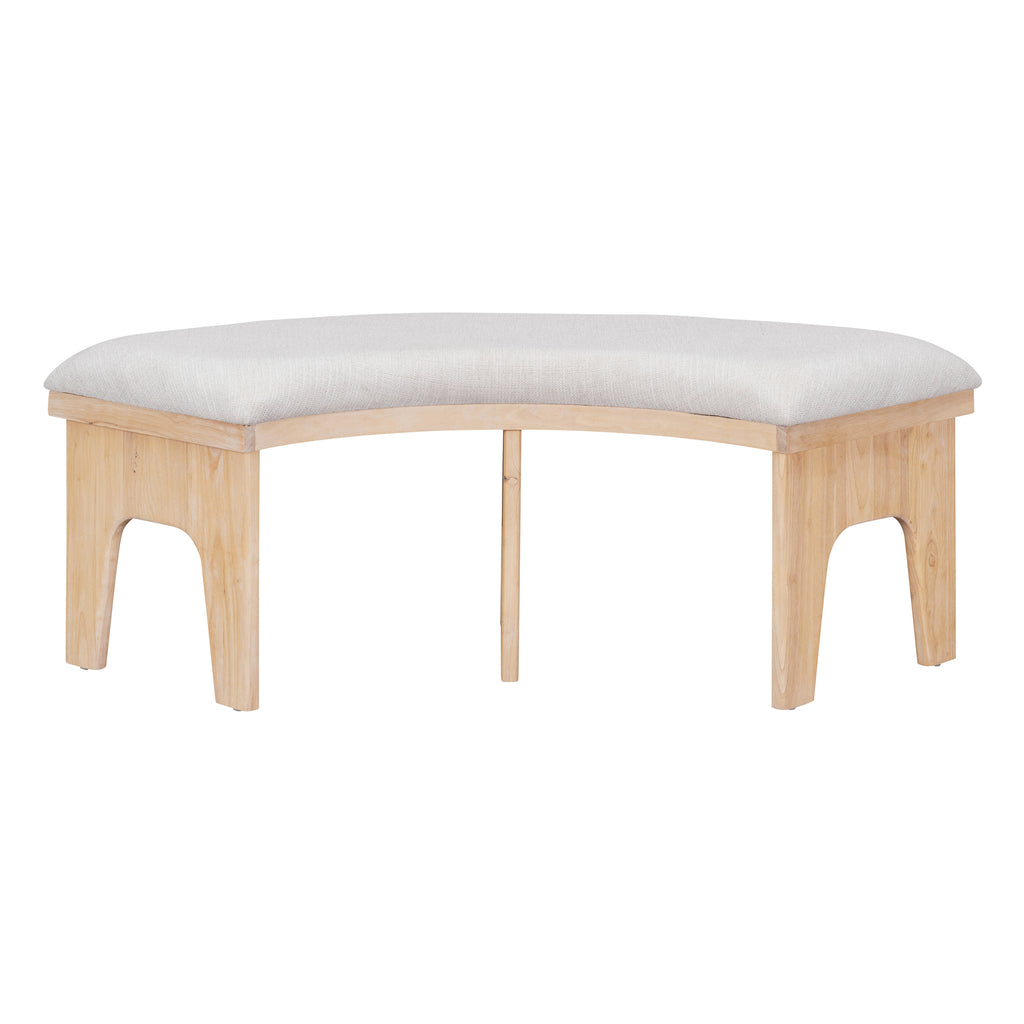 TREXM 5-piece Rustic Charm Round Dining Set with 3 Upholstered Chairs and Curved Bench for Dining Room, Kitchen and Living Room (Natural)