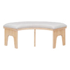 TREXM 5-piece Rustic Charm Round Dining Set with 3 Upholstered Chairs and Curved Bench for Dining Room, Kitchen and Living Room (Natural)