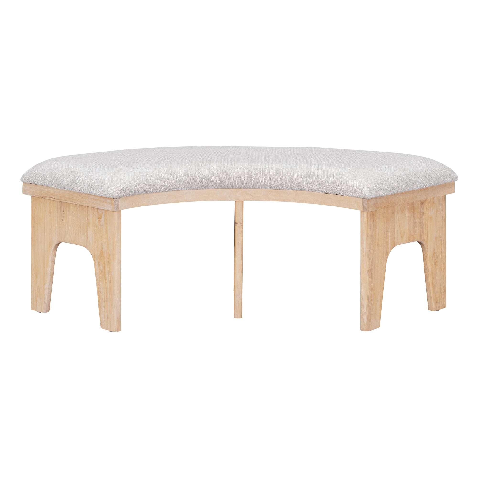 TREXM 5-piece Rustic Charm Round Dining Set with 3 Upholstered Chairs and Curved Bench for Dining Room, Kitchen and Living Room (Natural)