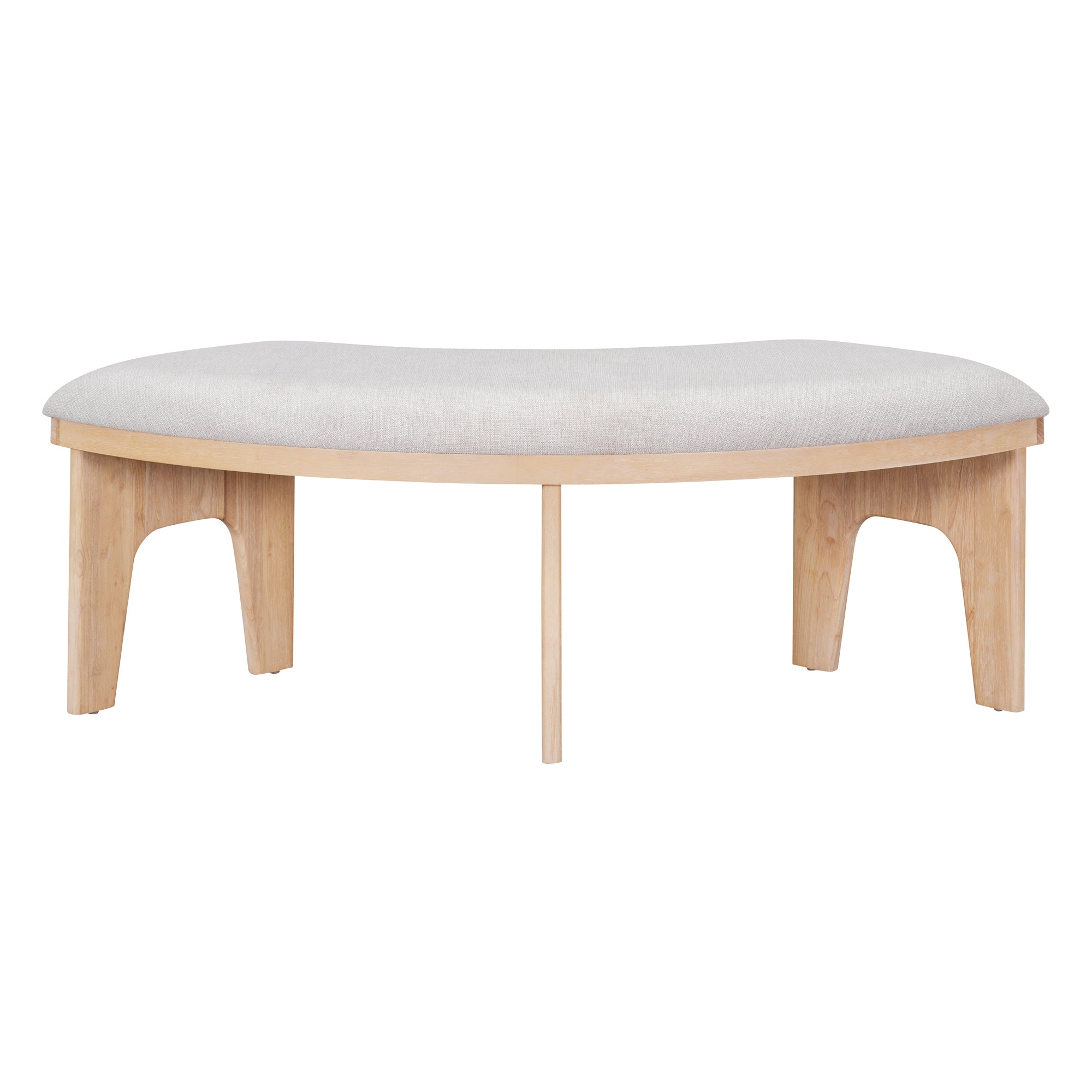 TREXM 5-piece Rustic Charm Round Dining Set with 3 Upholstered Chairs and Curved Bench for Dining Room, Kitchen and Living Room (Natural)