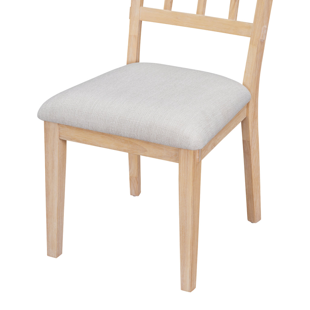 TREXM 5-piece Rustic Charm Round Dining Set with 3 Upholstered Chairs and Curved Bench for Dining Room, Kitchen and Living Room (Natural)