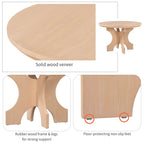 TREXM 5-piece Rustic Charm Round Dining Set with 3 Upholstered Chairs and Curved Bench for Dining Room, Kitchen and Living Room (Natural)