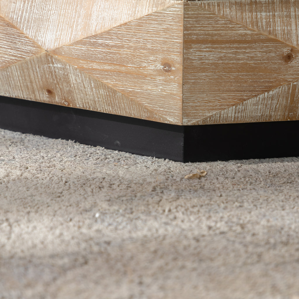 Octagon Coffee Table,38' Retro Style Wood Center Table with Three-Dimensional Embossed Pattern,Rustic Cocktail Table Center Large Circle Coffee Table for Living Room Home