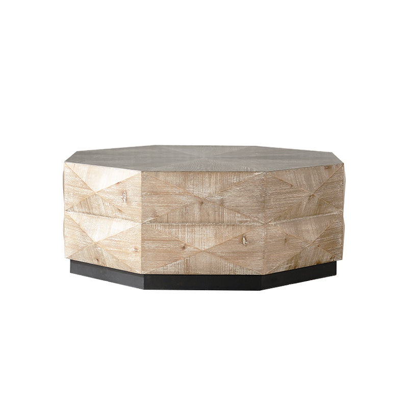 Octagon Coffee Table,38' Retro Style Wood Center Table with Three-Dimensional Embossed Pattern,Rustic Cocktail Table Center Large Circle Coffee Table for Living Room Home