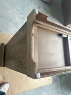 Rustic Vintage Accent Cabinet with Carved Floral Panels, Distressed Wood Sideboard with Drawer and Double Doors, Farmhouse Storage Cabinet for Living Room, Entryway, or Bedroom