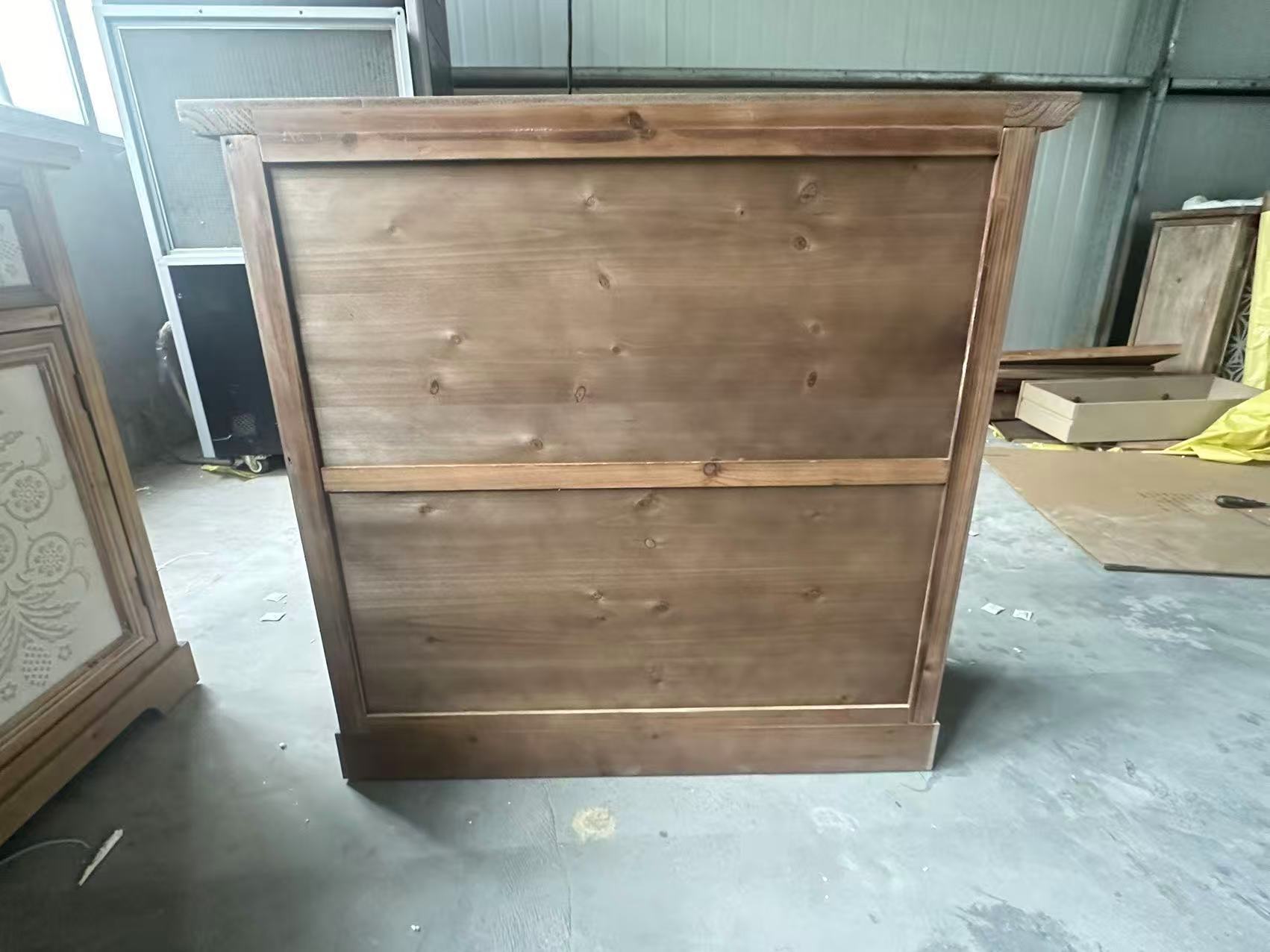 Rustic Vintage Accent Cabinet with Carved Floral Panels, Distressed Wood Sideboard with Drawer and Double Doors, Farmhouse Storage Cabinet for Living Room, Entryway, or Bedroom