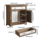 Rustic Vintage Accent Cabinet with Carved Floral Panels, Distressed Wood Sideboard with Drawer and Double Doors, Farmhouse Storage Cabinet for Living Room, Entryway, or Bedroom