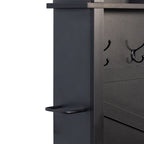 ON-TREND Farmhouse 4-in-1 Hall Tree with 6 Hooks, Practical Walnut Entryway Bench with Adjustable Shelves, Wooden Style Rustic Shoe Organizer with 16 Open Compartments for Mudroom, Living Room, Black