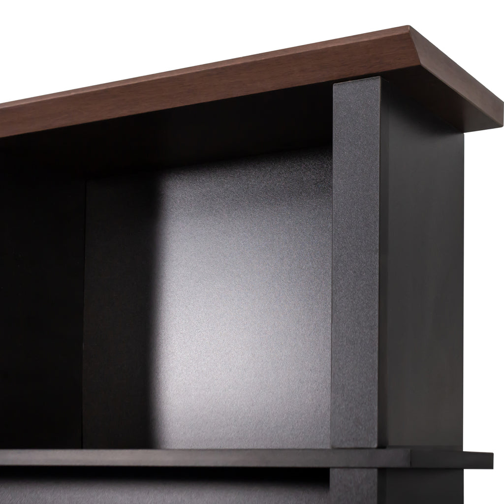 ON-TREND Farmhouse 4-in-1 Hall Tree with 6 Hooks, Practical Walnut Entryway Bench with Adjustable Shelves, Wooden Style Rustic Shoe Organizer with 16 Open Compartments for Mudroom, Living Room, Black