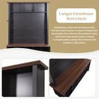 ON-TREND Farmhouse 4-in-1 Hall Tree with 6 Hooks, Practical Walnut Entryway Bench with Adjustable Shelves, Wooden Style Rustic Shoe Organizer with 16 Open Compartments for Mudroom, Living Room, Black