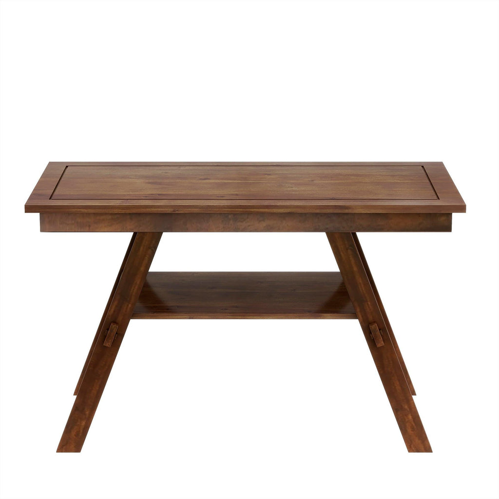 Rustic Walnut Wood Dining Set with Bench and Storage.