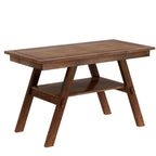 Rustic Walnut Wood Dining Set with Bench and Storage.