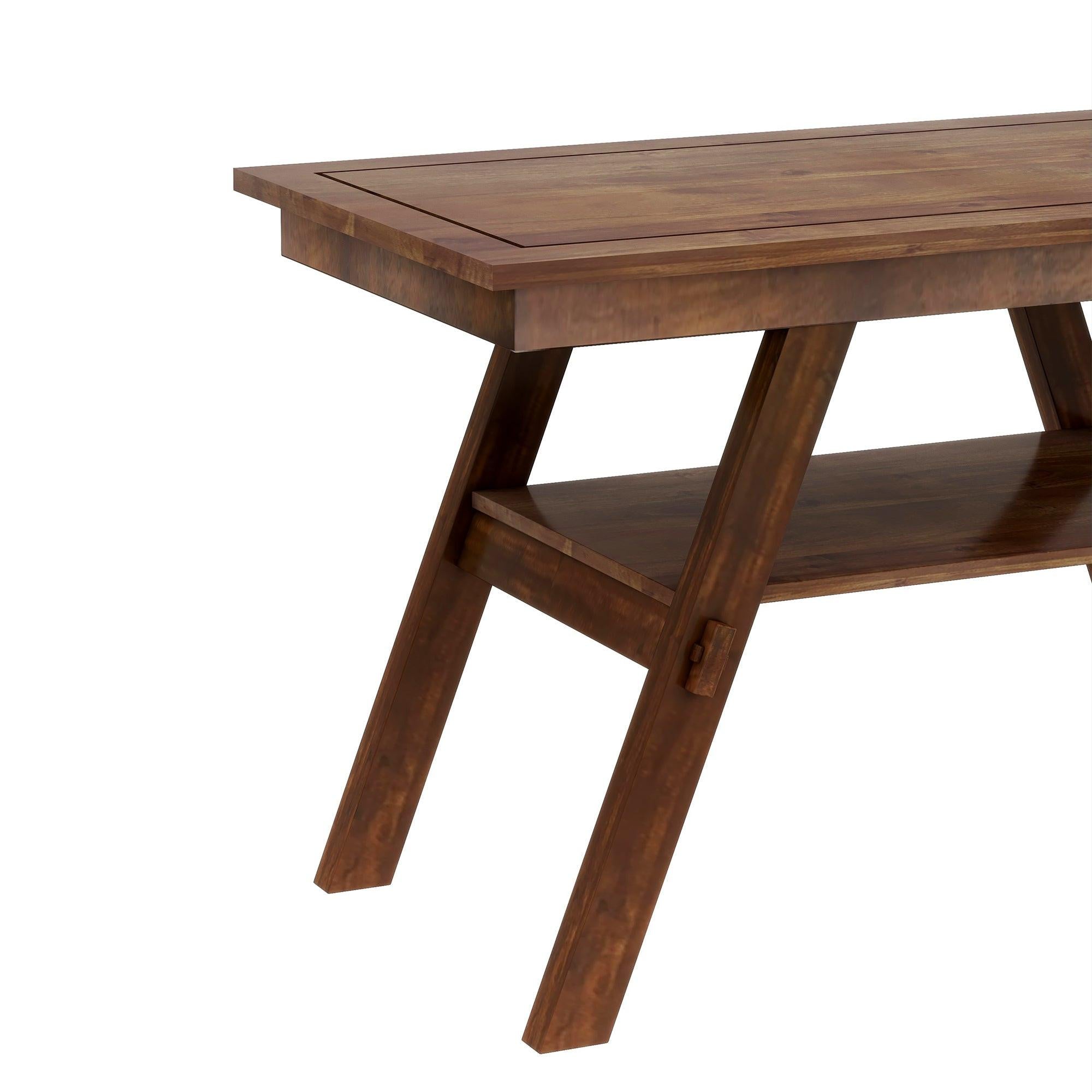 Rustic Walnut Wood Dining Set with Bench and Storage.