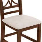 Rustic Walnut Wood Dining Set with Bench and Storage.