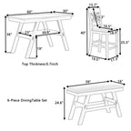 Rustic Walnut Wood Dining Set with Bench and Storage.