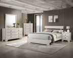 1pc Rustic Queen Platform Bed Slat Headboard Low-profile Bed Frame White Wash Finish Contemporary Bedroom Furniture