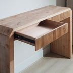 Rustic Wooden Console Table with Drawer – Minimalist Design, Ribbed Texture, and Natural Finish