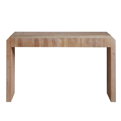 Rustic Wooden Console Table with Drawer – Minimalist Design, Ribbed Texture, and Natural Finish