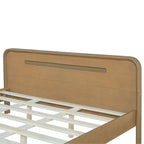 PINE SOLID WOOD QUEEN SIZE BED, SOLID AND STABLE, NO BOX SPRING NEEDED, RUSTIC YELLOW COLOR