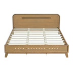 PINE SOLID WOOD QUEEN SIZE BED, SOLID AND STABLE, NO BOX SPRING NEEDED, RUSTIC YELLOW COLOR