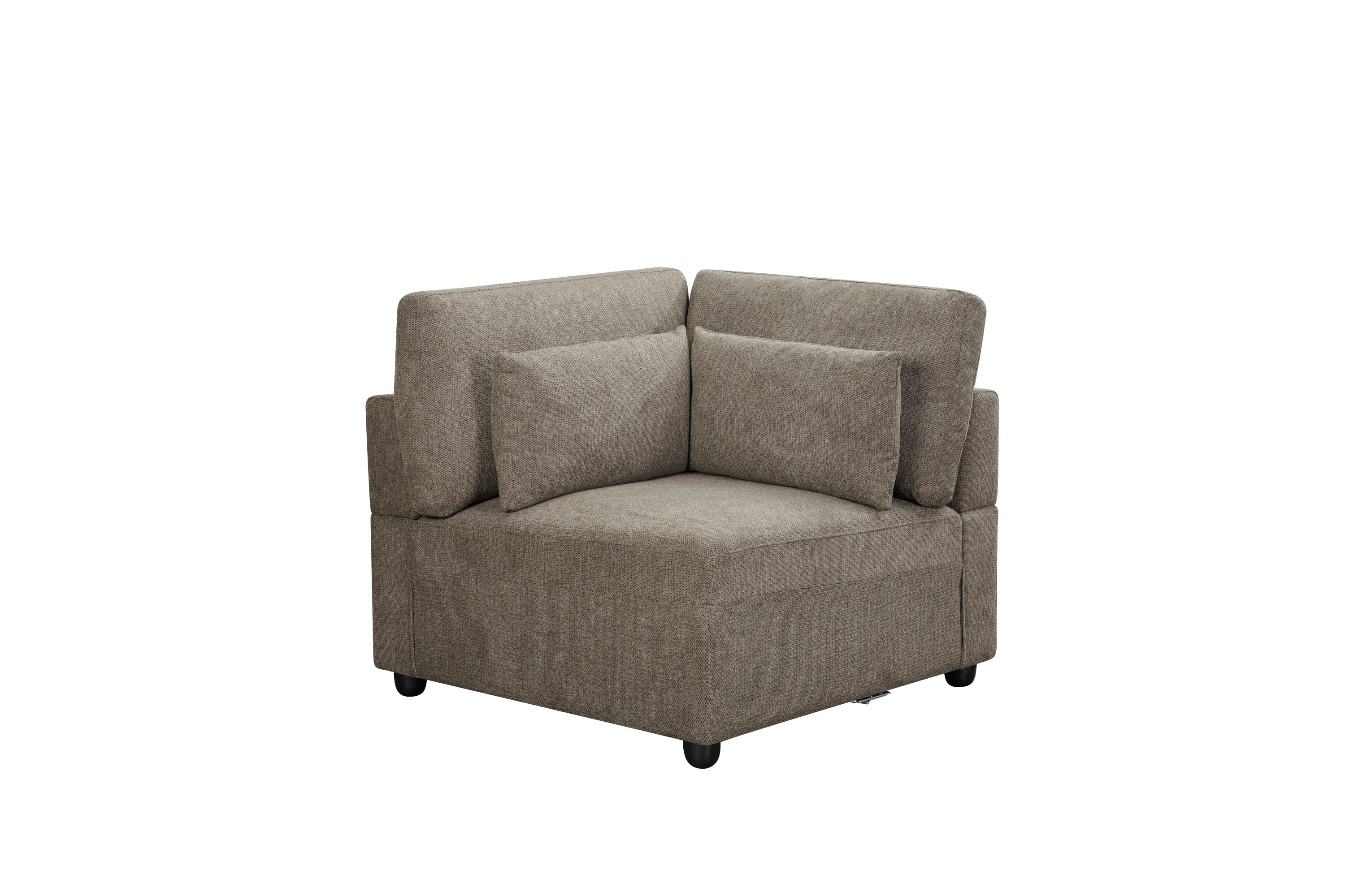 Rylie 5Pcs Brown Linen Modular Sectional Sofa with Toss Pillows