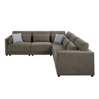Rylie 5Pcs Brown Linen Modular Sectional Sofa with Toss Pillows