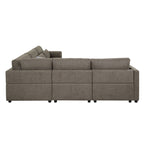 Rylie 5Pcs Brown Linen Modular Sectional Sofa with Toss Pillows