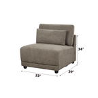 Rylie Brown Linen 4Pcs Modular Sectional Sofa with Toss Pillows