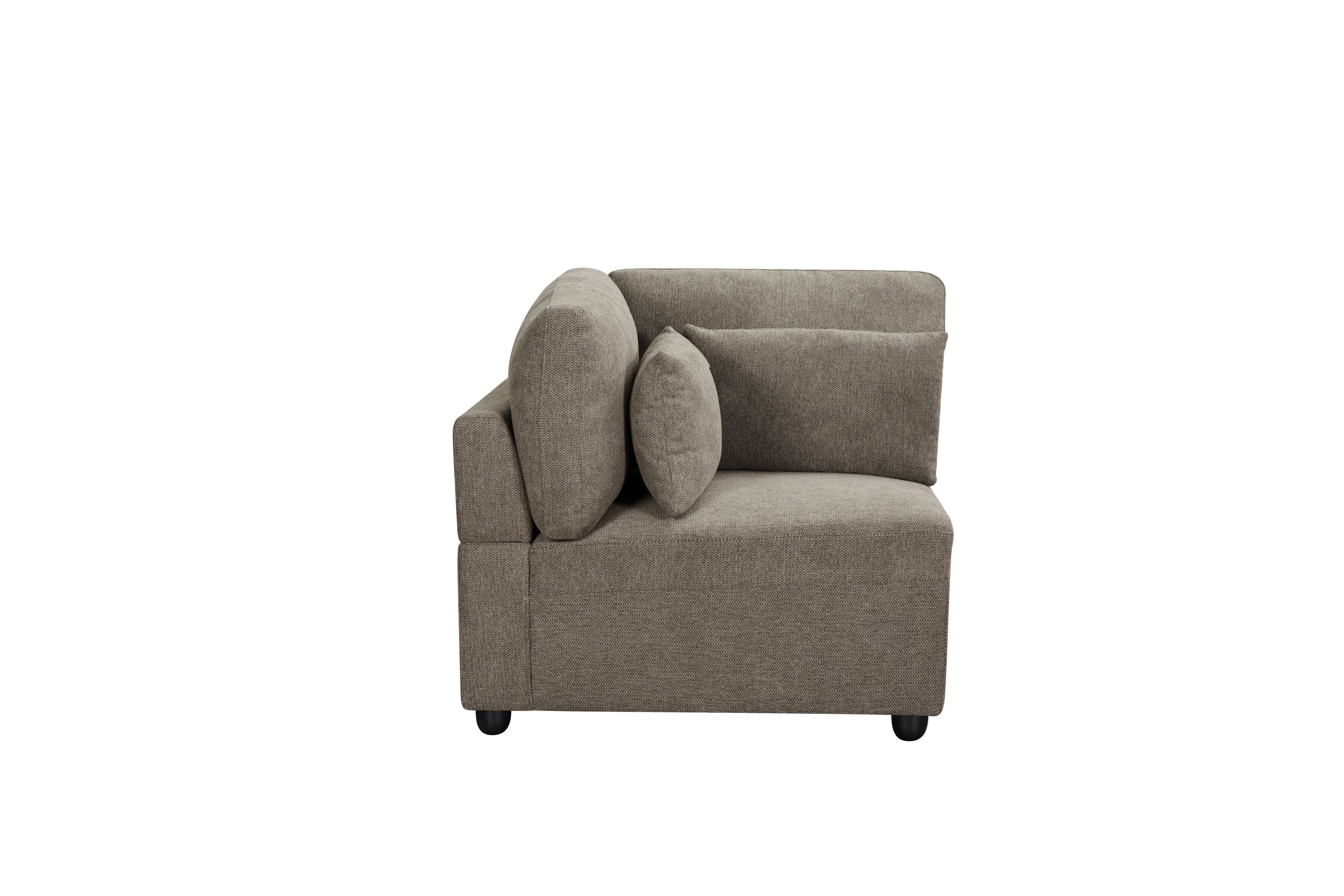 Rylie Brown Linen 4Pcs Modular Sectional Sofa with Toss Pillows