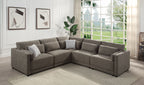 Rylie 5Pcs Brown Linen Modular Sectional Sofa with Toss Pillows