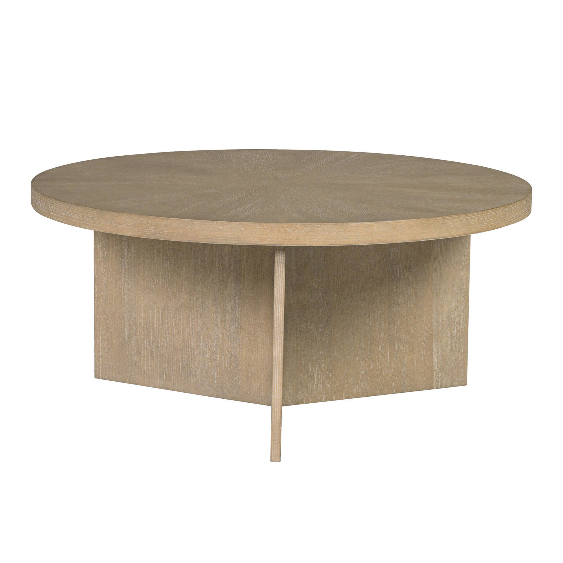 Sadie Round Coffee Table Reclaimed Greige Finish MDF Wood Veneer 36 Inch Coffee Table
