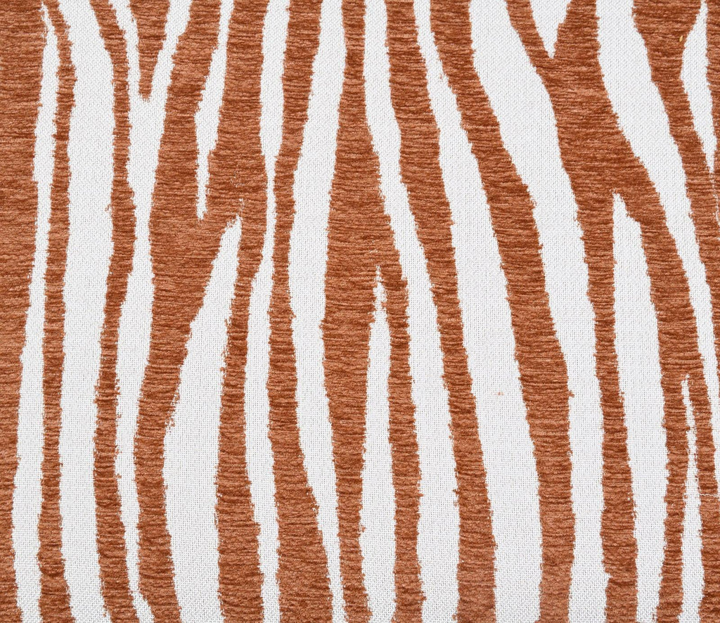 Textured fabric with brown and white zebra stripe pattern