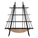 Sailboat-Inspired Bookshelf, 70.87 inch Industrial 4-Tier Open Storage Shelf with Drawer, Wooden & Metal Freestanding Bookcase, Sturdy Display Rack for Living Room, Office & Home Decoration. - Groovy Boardz
