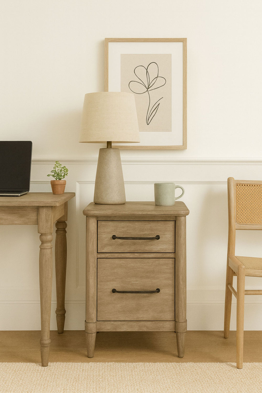 2 Drawer Filing Cabinet - Sand Storage Cabinet