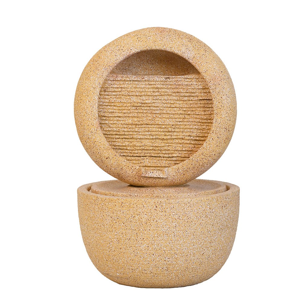 21.7x21.7x34.3" Cement Round Water Fountain with Light and Pump - Groovy Boardz