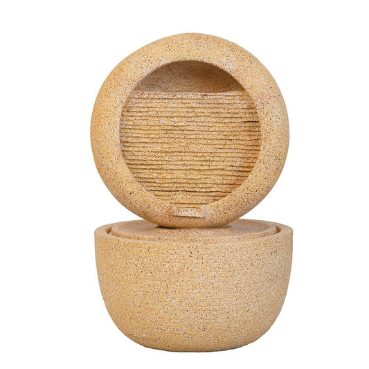 21.7x21.7x34.3" Cement Round Water Fountain with Light and Pump - Groovy Boardz