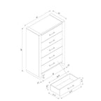 Sarai Brown Chest with Spacious Drawers and Acrylic Bar Handles in Rubber Wood, Brown Finish Dresser