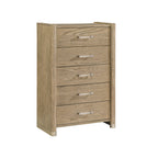 Sarai Brown Chest with Spacious Drawers and Acrylic Bar Handles in Rubber Wood, Brown Finish Dresser