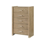 Sarai Brown Chest with Spacious Drawers and Acrylic Bar Handles in Rubber Wood, Brown Finish Dresser