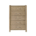 Sarai Brown Chest with Spacious Drawers and Acrylic Bar Handles in Rubber Wood, Brown Finish Dresser